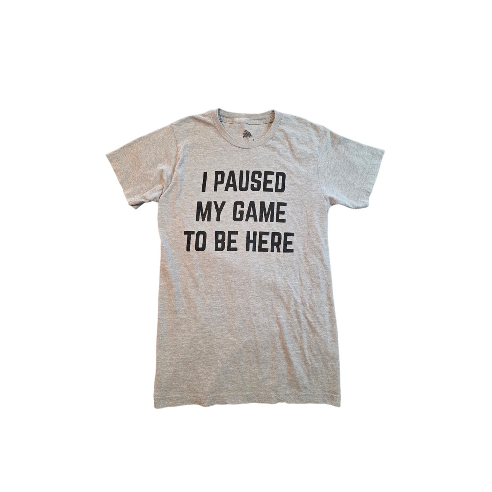 Ann Arbor T-Shirt Co I Paused My Game To Be Here Gray Gamer Graphic Tee Small S